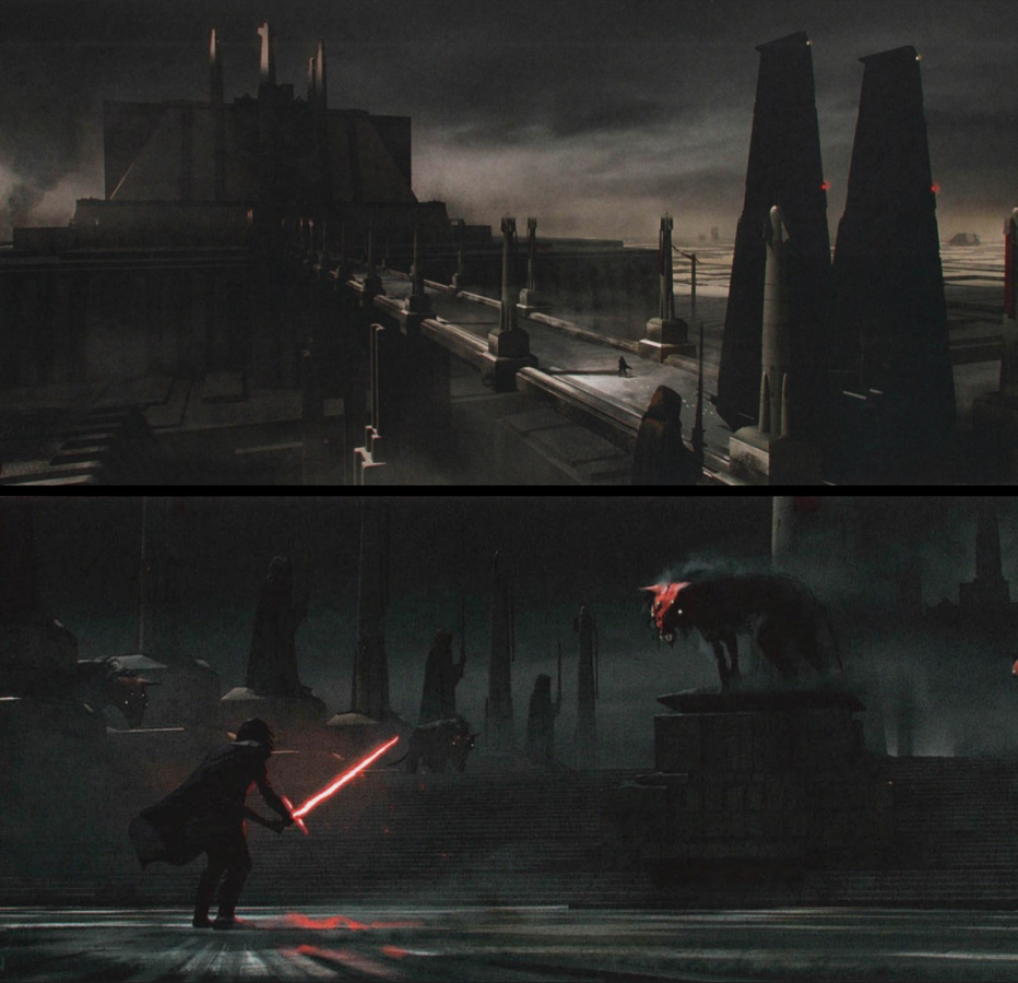 Kylo arrives on Jedi temple.png